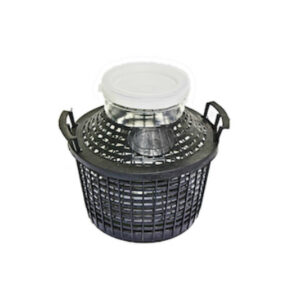 Damigiana con cesto in plastica a bocca larga da 20 L.