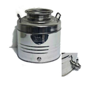 Vasca (fusto) inox per olio senza rubinetto da 10 L.